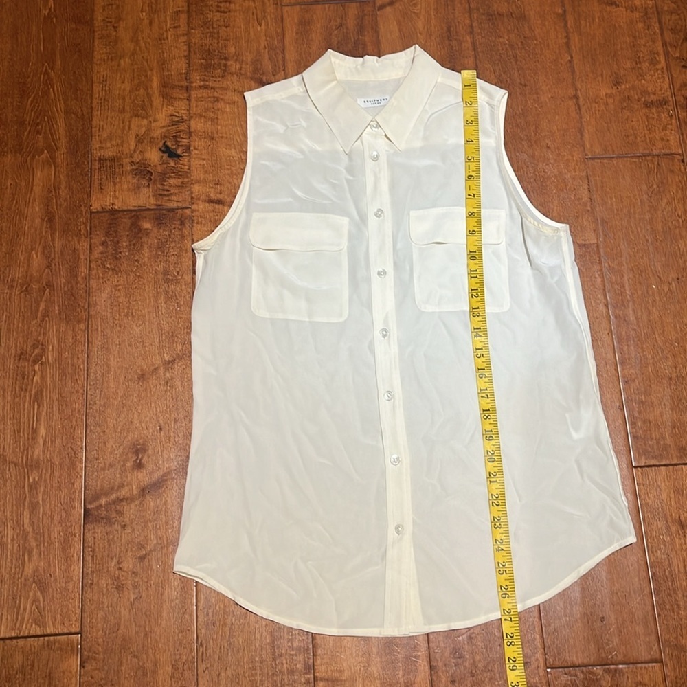 Equipment Femme Slim Signature Sleeveless Silk Button Down Tank Ivory Top Size M - Picture 4 of 8